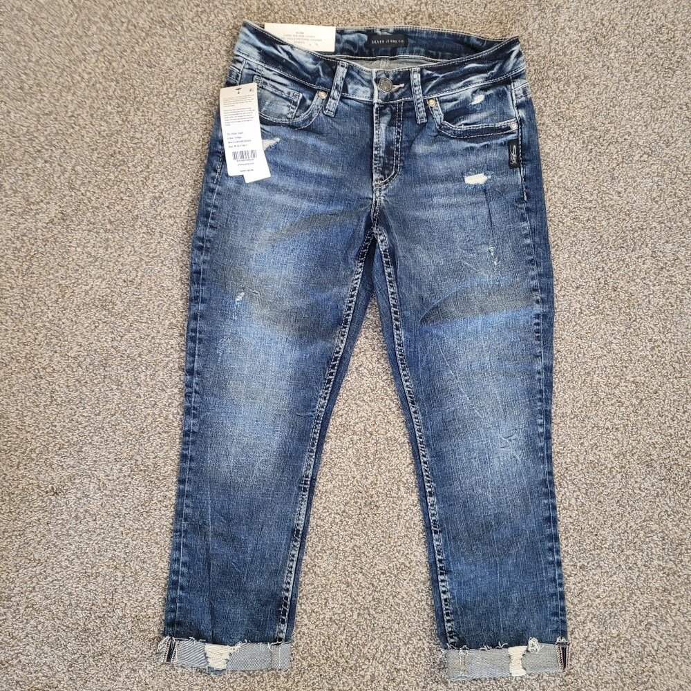 Women's Silver Elyse Mid Rise Capri Size 25, NWT!